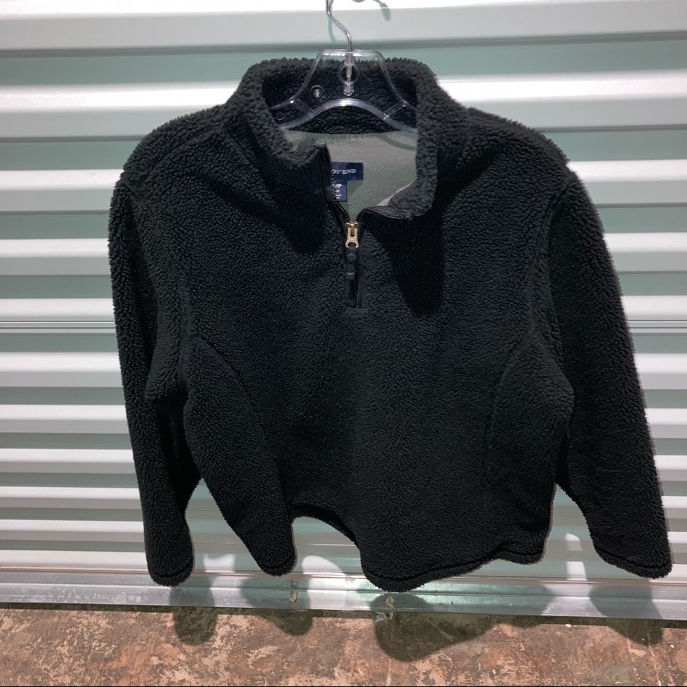 Land’s End Black Sherpa 1/4 Zip Up Sweater Women’s Size Medium 10/12